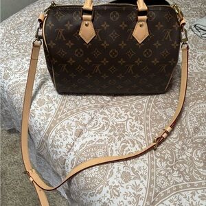 Louis Vuitton Brown and Tan Satchel with Monogram Canvas